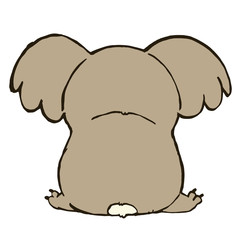 座っている後ろ姿のコアラ　カラー　線あり