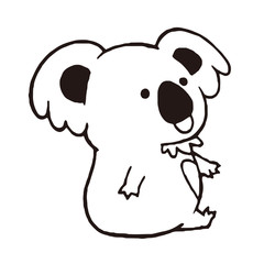振り返るコアラ　黒線