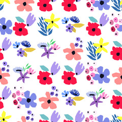 Seamless pattern. Vector floral design with wildflowers. Romantic background