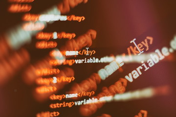 Big data storage and cloud computing representation. Programming code .