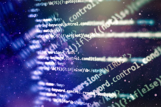 Big data storage and cloud computing representation. Programming code .