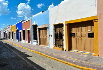 Colorful colonial houses in the port city of Campeche