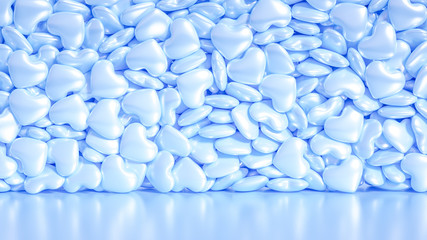 Beautiful golden background with hearts, Happy Valentine's Day! 3d illustration, 3d rendering.