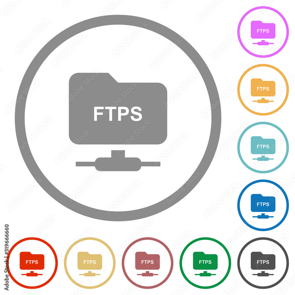 Poster ftp over ssl flat icons with outlines