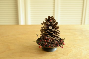Christmas tree made of pine cones
