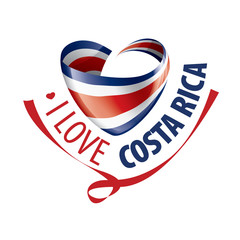 Obraz premium National flag of the Costa Rica in the shape of a heart and the inscription I love Costa Rica. Vector illustration