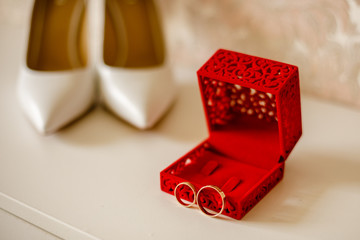 red gift box with jewelry