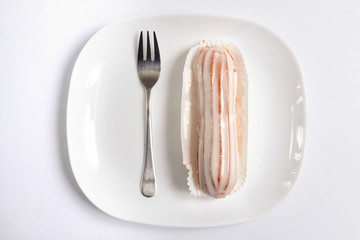 Eclair on a plate