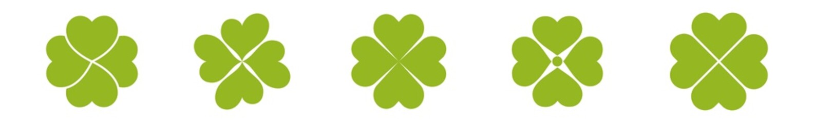 Shamrock Icon Green | Shamrocks | Four Leaf Clover | Irish Symbol | St Patrick's Day Logo | Luck Sign | Isolated | Variations