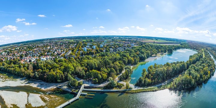 Luftaufnahme Lech, Kuhsee, Hochablass, Augsburg