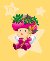 A cute little new born baby with horoscope Virgo costume