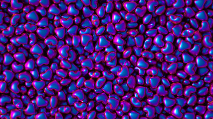 Beautiful golden background with hearts, Happy Valentine's Day! 3d illustration, 3d rendering.