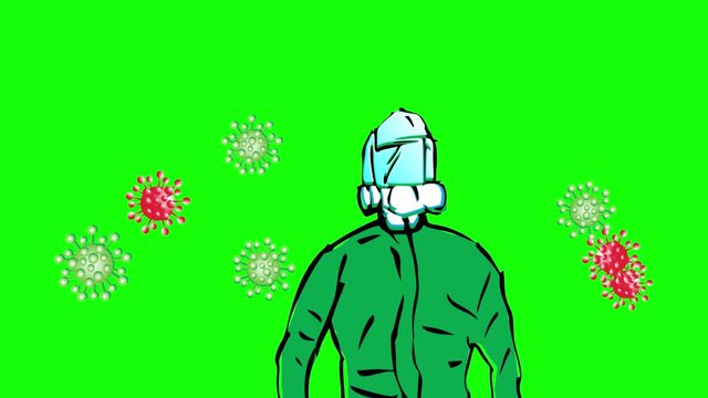 man in suit protect from virus.