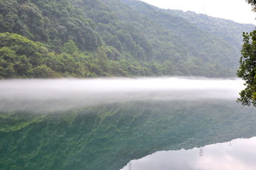 mist over the water of river