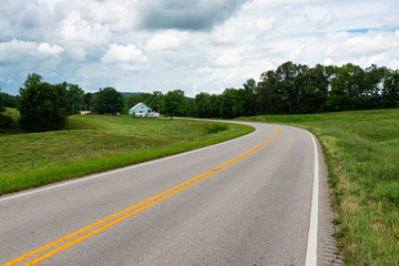 A farm along a country road in rural Tennessee, USA