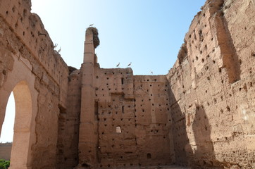 Palais El Badi à Marrakech - nid de cigogne