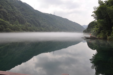 mist over the water of river
