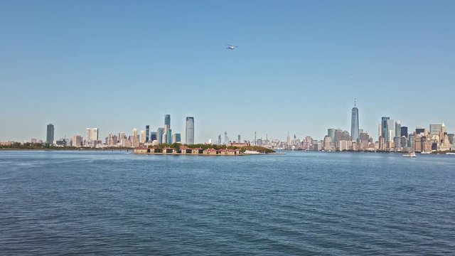 Ellis island and Jersey city view from Hudson river