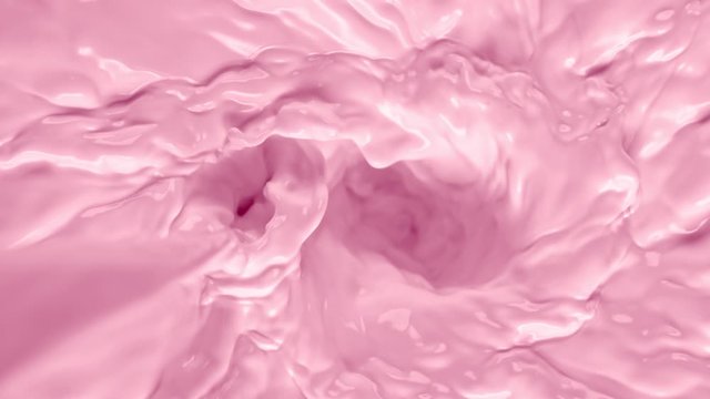 Super Slow Motion Shot of Pouring Pink Milk into Wortex at 1000fps.