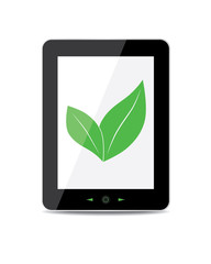 Ecology tablet pc on a white background.  Vector illustration