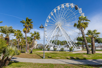 Fototapeta premium Ferris wheel in in front of the sea