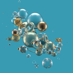 Beautiful abstract background with primitives and geometry. 3d illustration, 3d rendering.