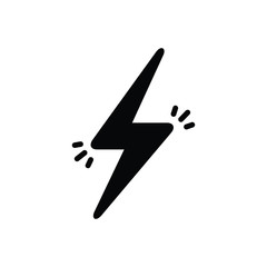 Black solid icon for lightening bolt