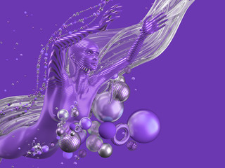 Beautiful abstract background with primitives and geometry. 3d illustration, 3d rendering.