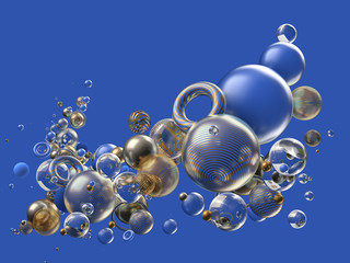 Beautiful abstract background with primitives and geometry. 3d illustration, 3d rendering.