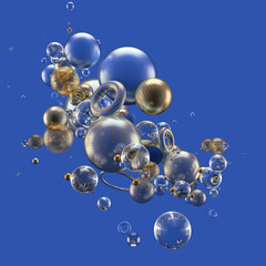 Beautiful abstract background with primitives and geometry. 3d illustration, 3d rendering.