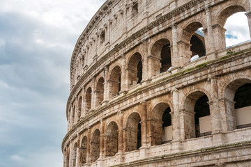 ROME, ITALY - January 17, 2019: Roman amphitheatres in Rome, circular or oval open-air venues with raised seating built by the Ancient Romans, Rome, ITALY