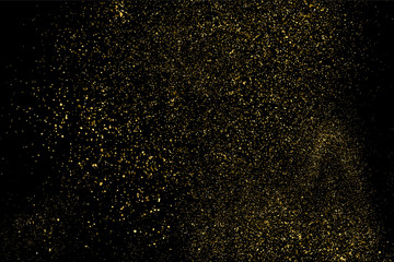 Gold glitter texture isolated on black. Amber particles color. Celebratory background. Golden explosion of confetti. Vector illustration,eps 10.