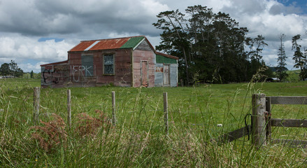Old barn at countryside Matakane Road