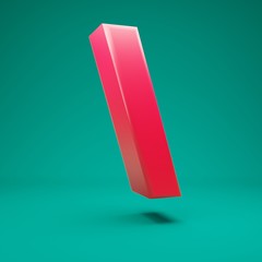 Pink 3d back slash symbol on mint background. 3D rendering. Best for anniversary, birthday party, celebration.