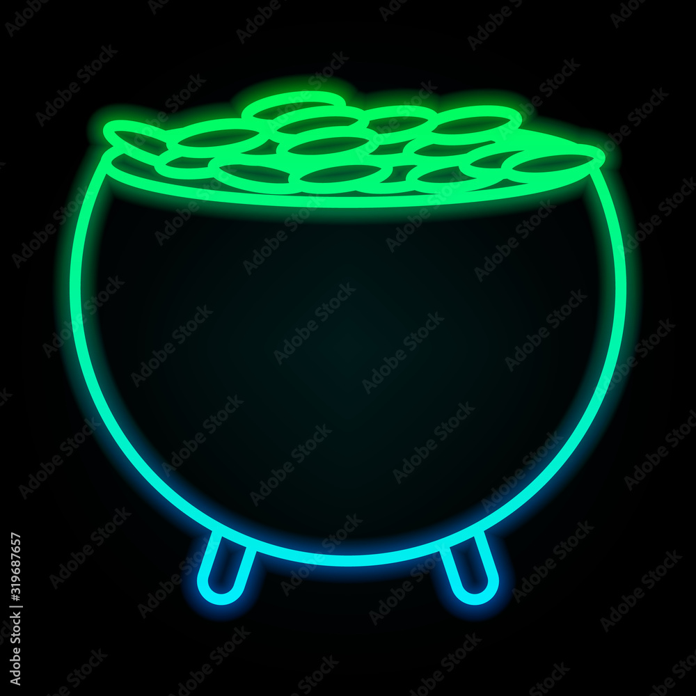 Poster pot of gold icon in nolan neon colorful style. simple thin line, outline vector of saint patrick's d