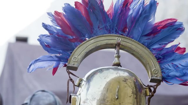 Cluj/Romania - September 2019: Historical reenactement of the Roman Empire soldiers and battles on the street