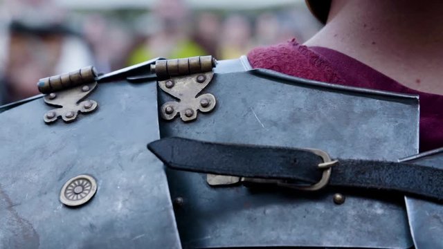 Cluj/Romania - September 2019: Historical reenactement of the Roman Empire soldiers and battles on the street