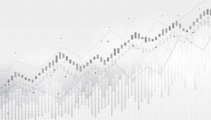 Abstract financial chart with uptrend line graph in stock market on black and white background.growing income, schedule,economy.vector