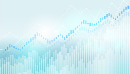 Abstract financial chart with uptrend line graph in stock market on blue light background.growing income, schedule.vector