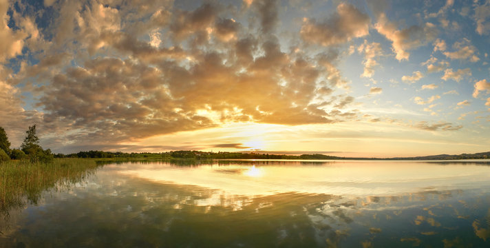 View of a lake at sunset
