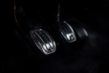 Clutch pedal, brake pedal and accelerator in car