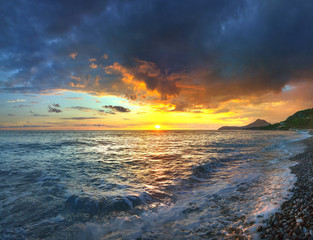 Obraz premium Sunset on the coast of the Adriatic Sea