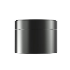 Black Pearl Cosmetic Jar for Cream or Gel. 3D Mockup Isolated on White Background.