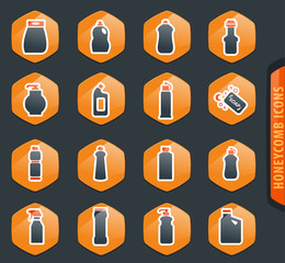 Household chemicals icons set