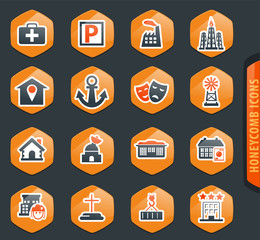 Infrastucture of the city icons set