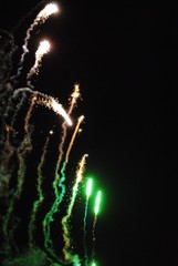 Colorful blast of fireworks in the dark skies