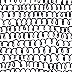 Seamless pattern of hand drawn doodles, lines, squiggle