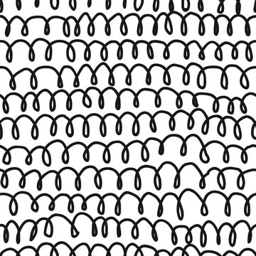 Seamless pattern of hand drawn doodles, lines, squiggle