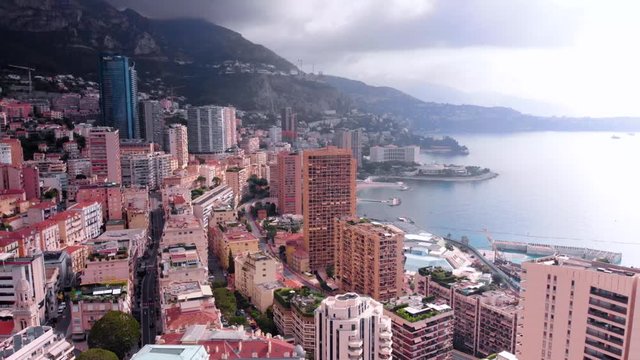 Aerial shot of Monaco coastline. Sea view