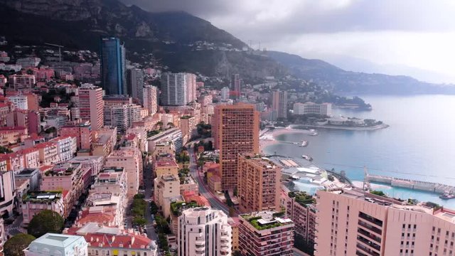 Aerial shot of Monaco coastline. Sea view